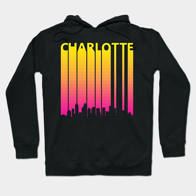 Retro 1980s Charlotte Skyline Silhouette Hoodie by GWENT